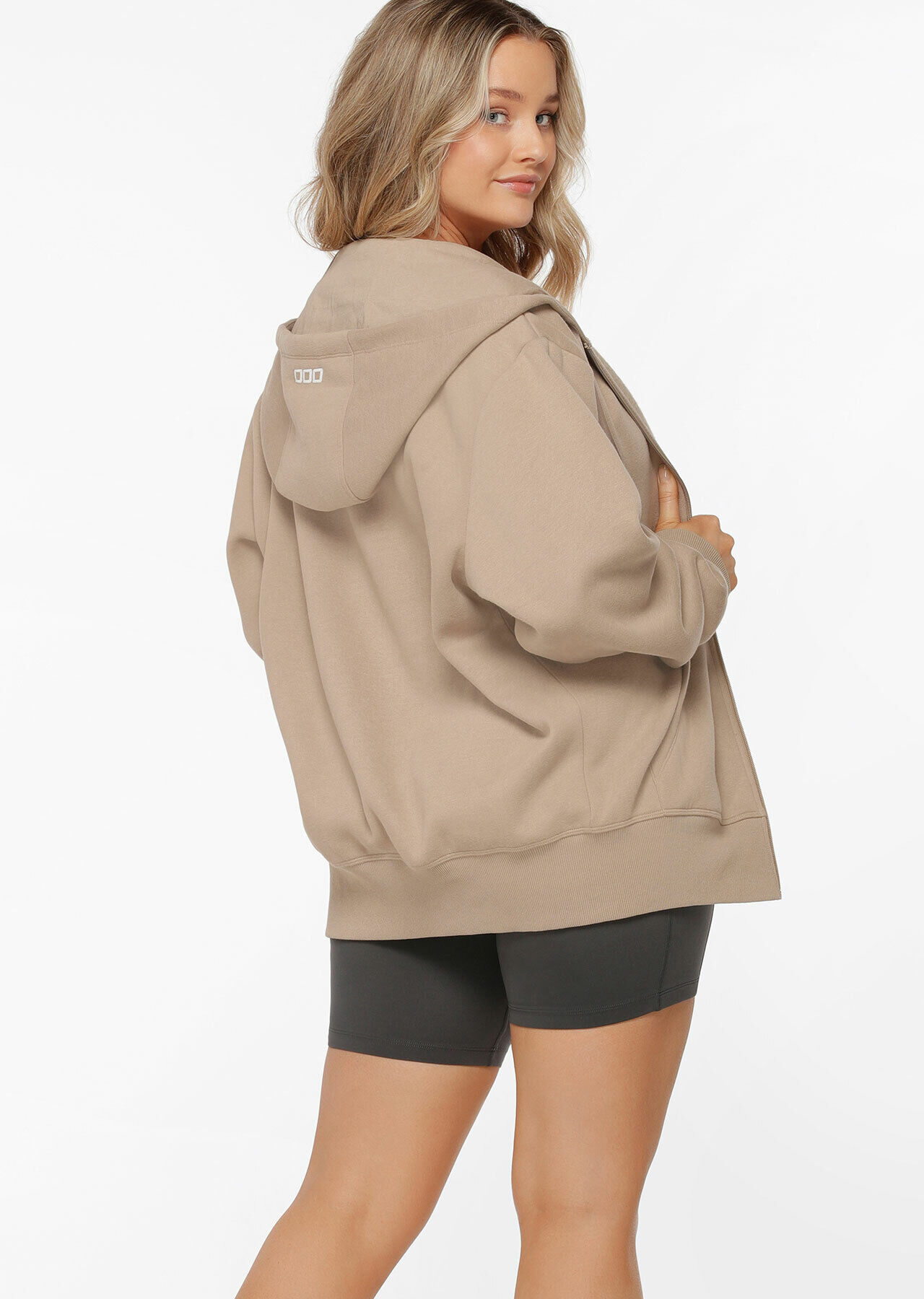 Fleece Zip Through Hoodie - Dark Off White slider