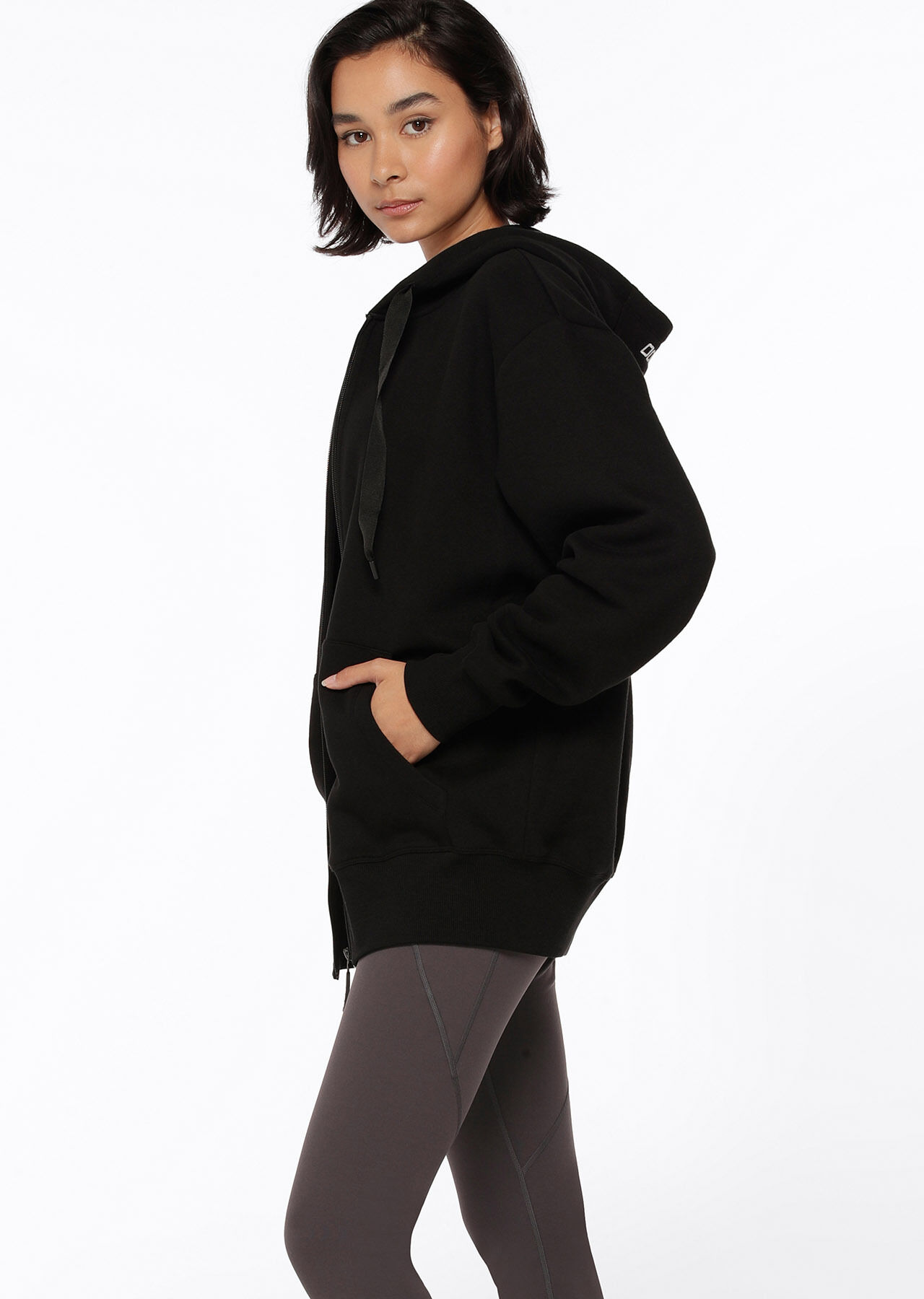 Fleece Zip Thru Hoodie - Dark Off White slider