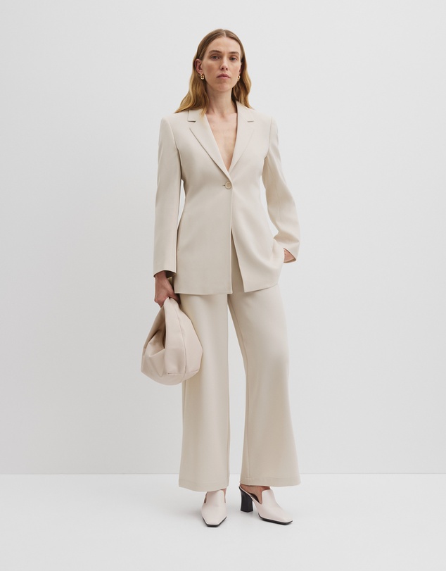 Fluid Wide Leg Pant - Oyster