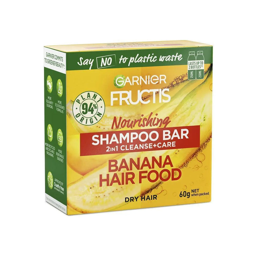 Garnier Fructis Shampoo Bar Nourishing 2-In-1 Dry Hair Banana Hair Food 60g slider