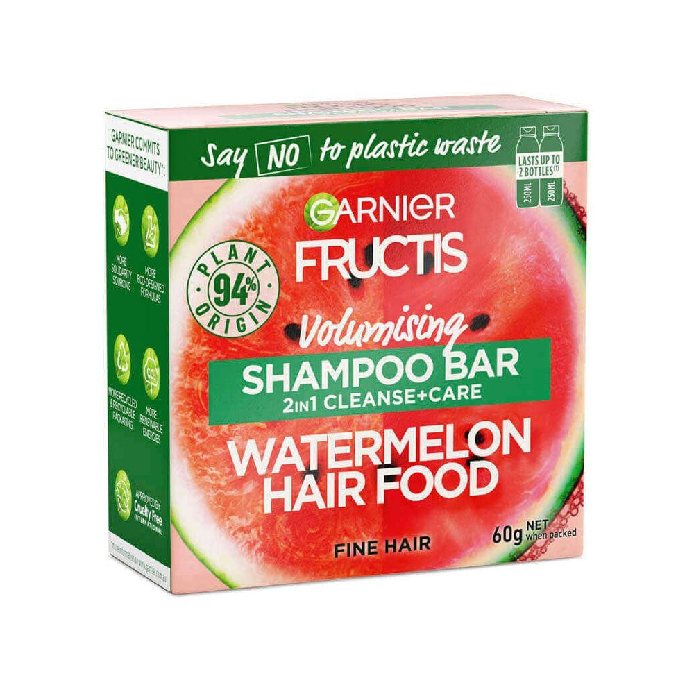 Garnier Fructis Shampoo Bar Volumising 2-In-1 Cleanse Care Watermelon Hair Food 60g slider
