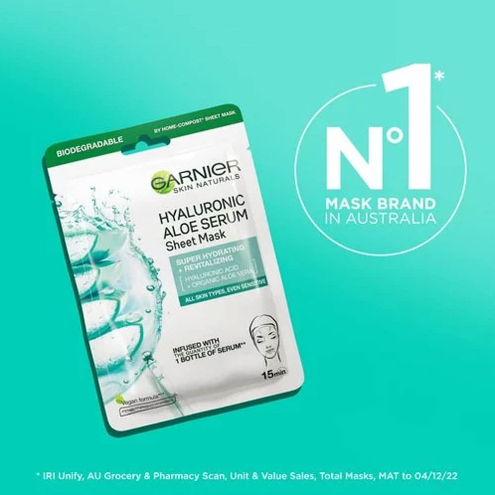 Garnier Sheet Mask Hyaluronic Aloe Serum 28g slider