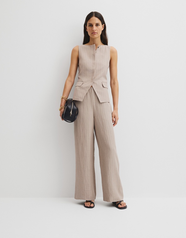 Gathered Stripe Pant - Tapioca Stripe