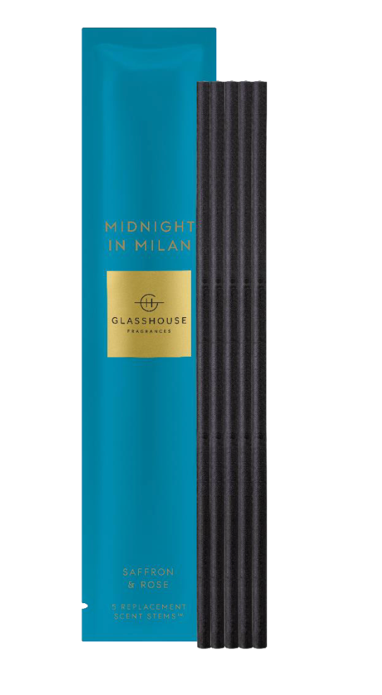Glasshouse Fragrances MIDNIGHT IN MILAN Replacement Scent Stems 5 Pack slider