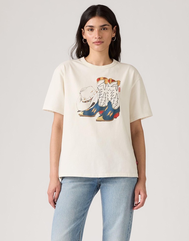 GR TABOR TEE - COWBOY BOOT AND HAT EGRET