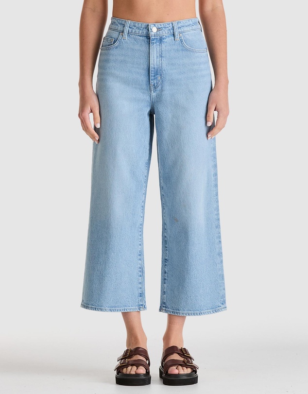 Hi Wide Cropped Jeans - Mirage Blue