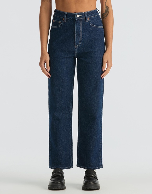 High Straight Crop Jeans - Blue Iron