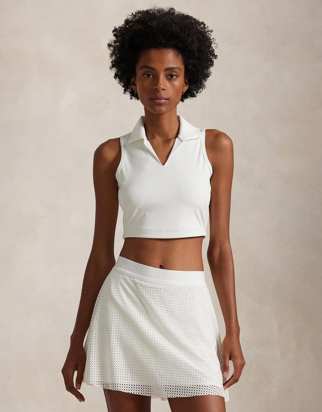 Interlock Performance Crop Polo - Ceramic White