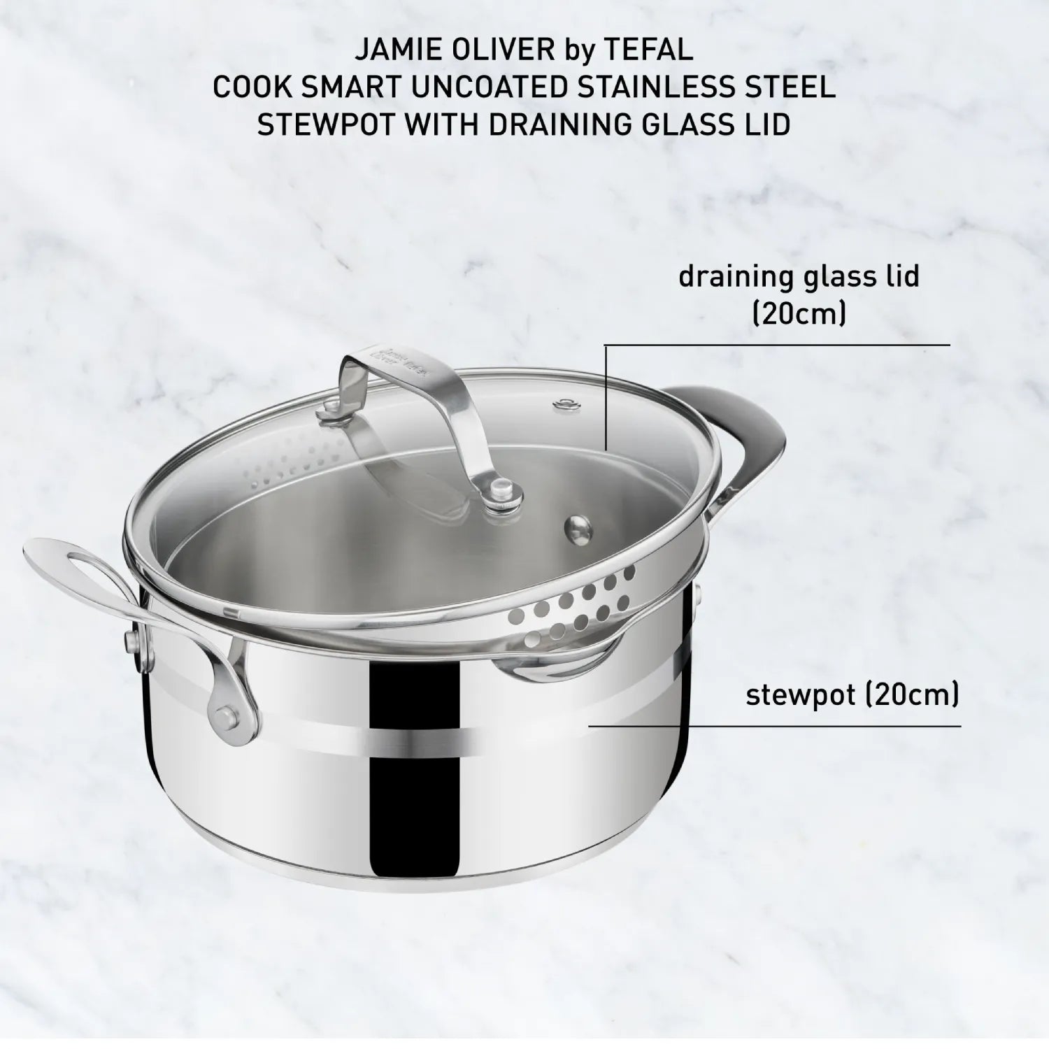 Jamie Oliver by Tefal Cook Smart Induction Stainless Steel 3pc Pot Set + Lids slider