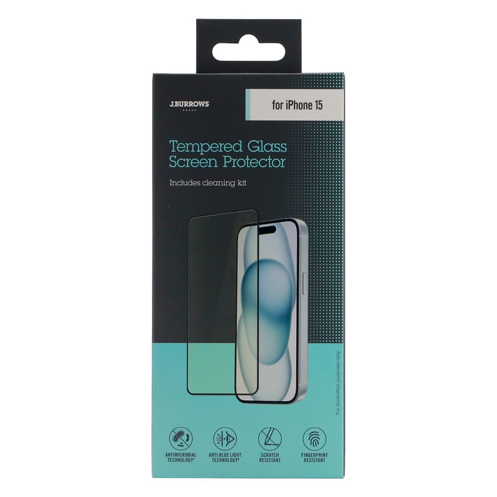 J.Burrows Antimicrobial Screen Protector iPhone 15 slider