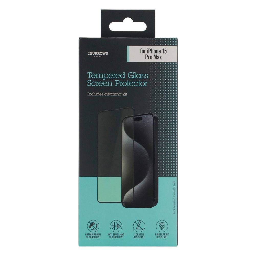 J.Burrows Antimicrobial Screen Protector iPhone 15 Pro Max slider