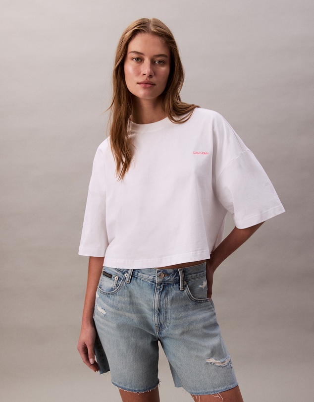 Jersey Cropped Boxy Tee - White