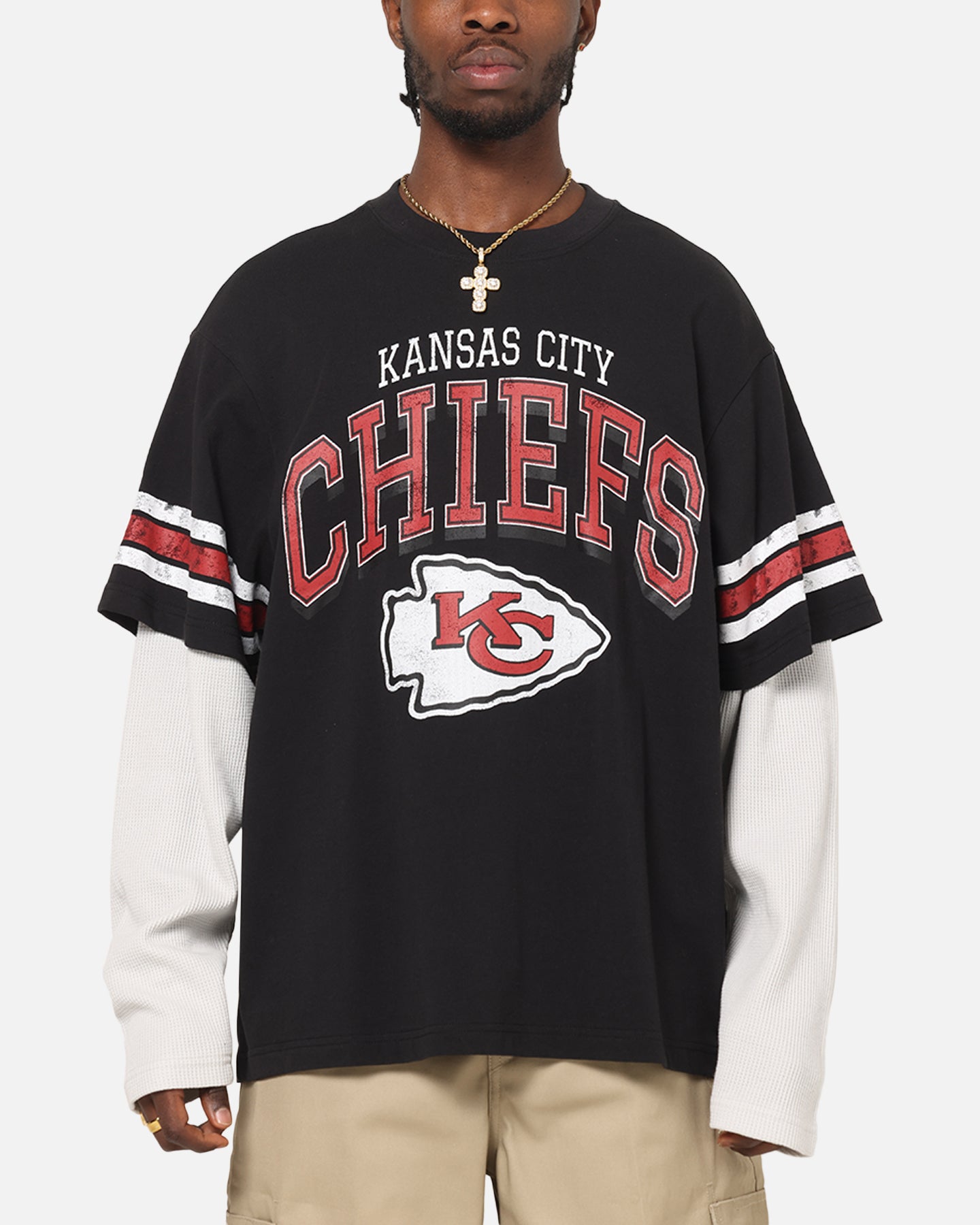 Kansas City Chiefs Waffle Mock Layer Long Sleeve T-Shirt