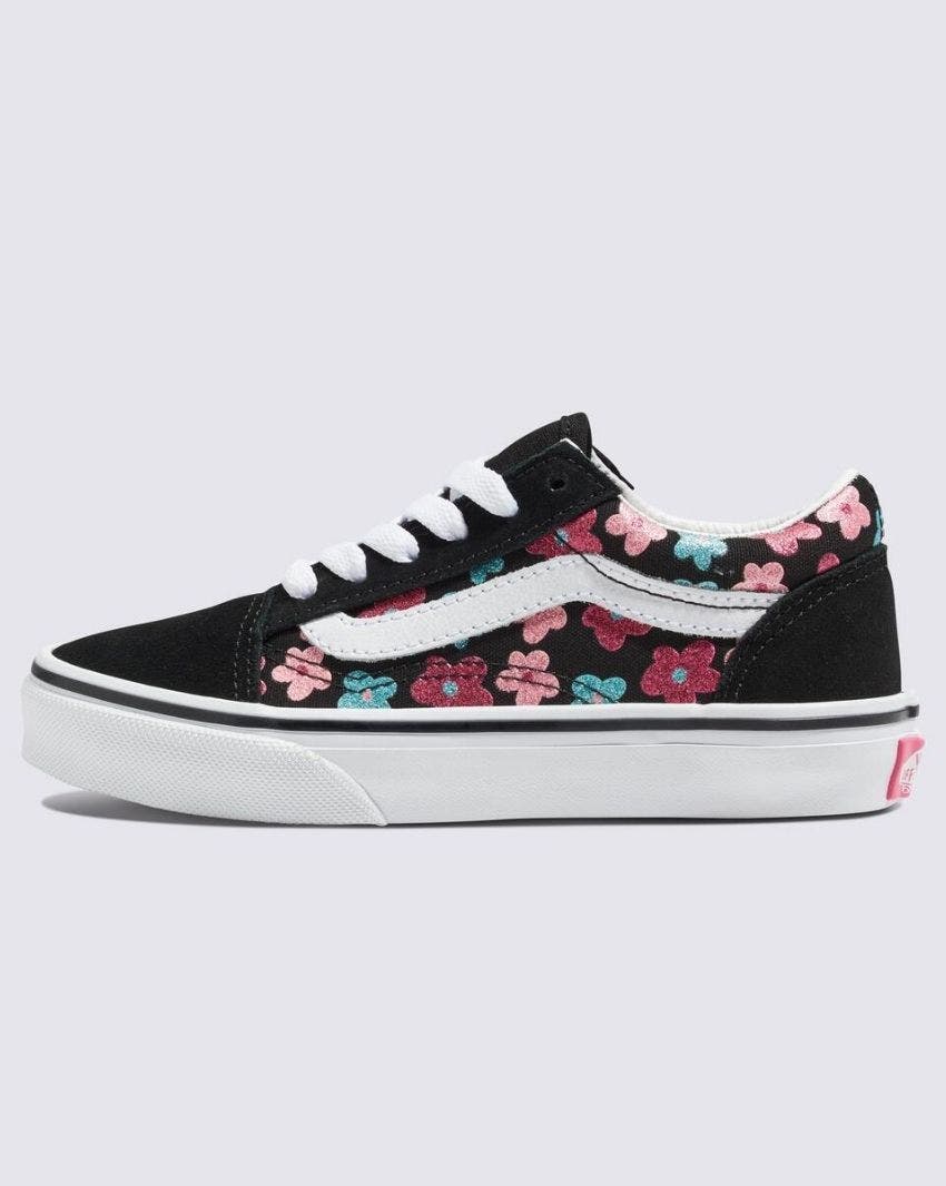 KIDS OLD SKOOL GLITTER - GLITTER FLOWER POWER MULTI/TRUE WHITE slider