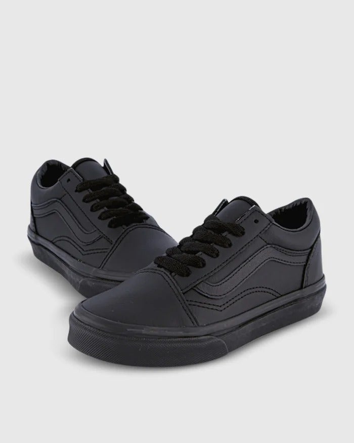 KIDS OLD SKOOL LEATHER - (LEATHER) BLACK MONO slider