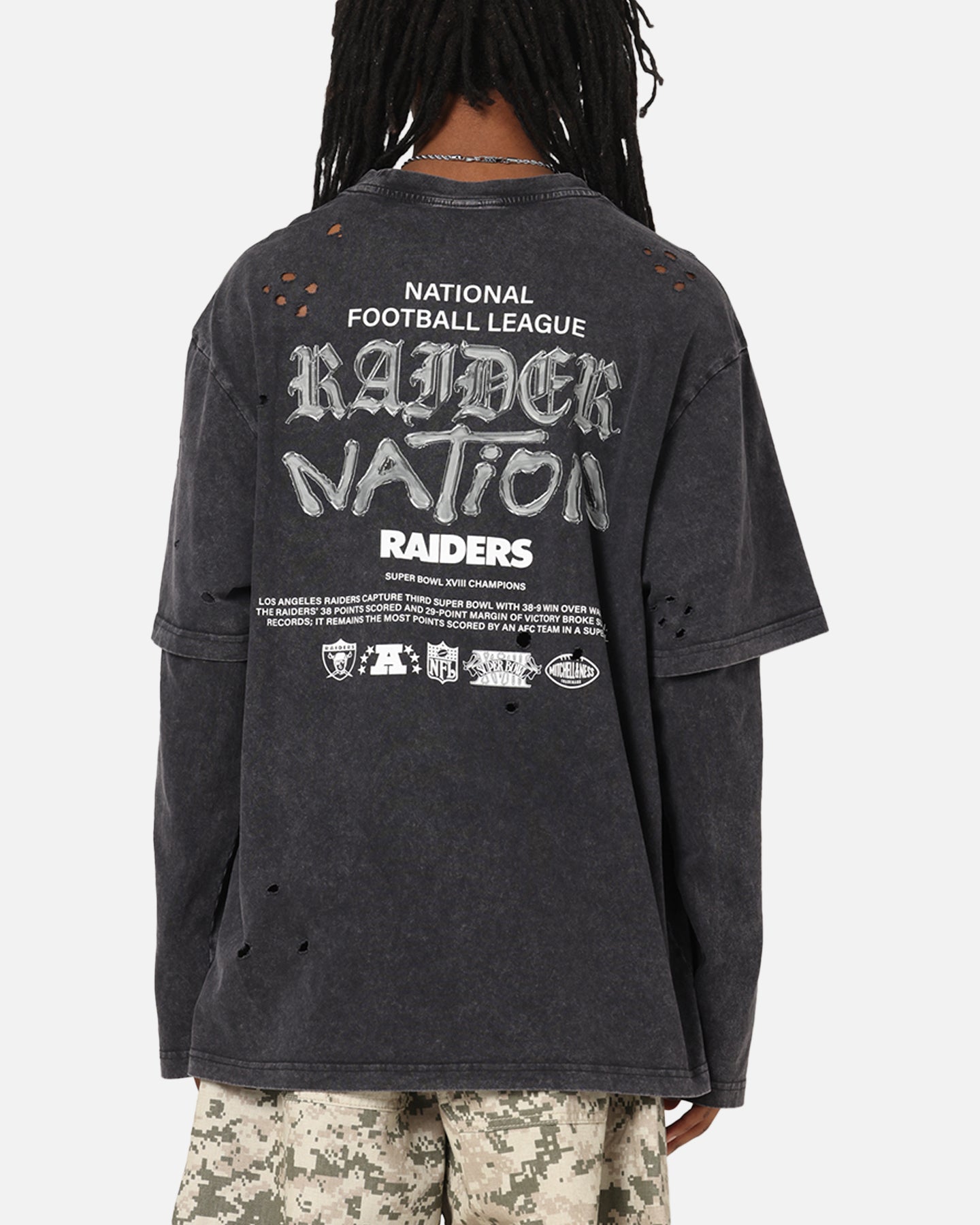 Las Vegas Raiders Chromed Mock Long Sleeve T-Shirt