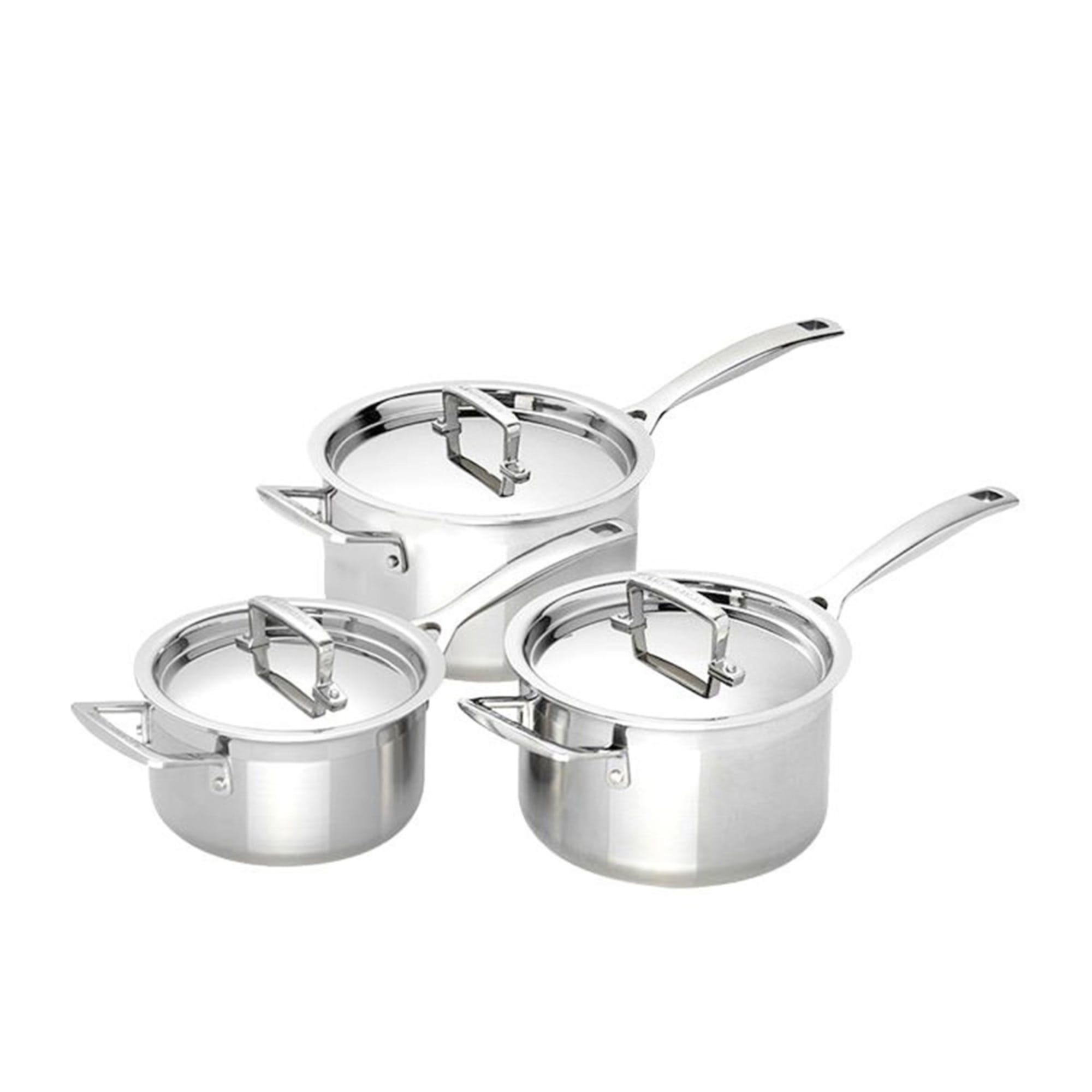Le Creuset 3-Ply 3pc Stainless Steel Saucepan Set slider