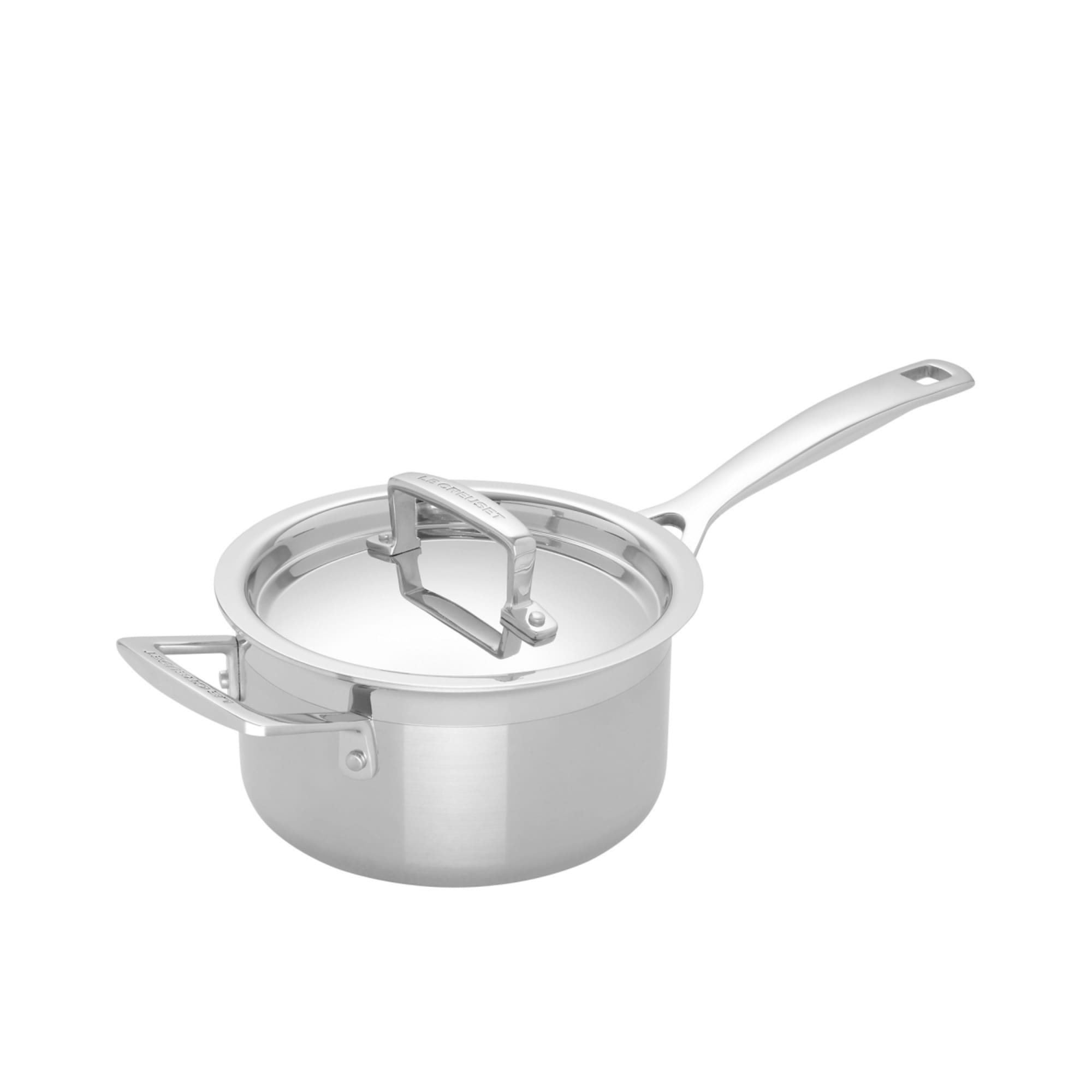 Le Creuset 3-Ply Stainless Steel Saucepan with Lid 16cm - 1.9L - Silver/Grey slider