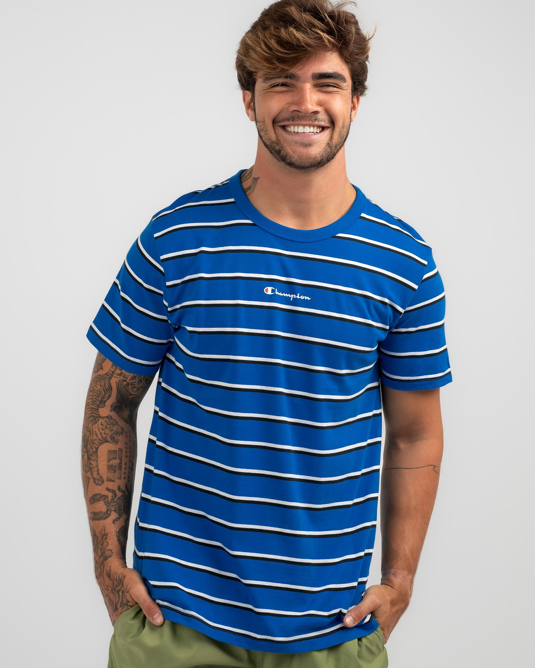 Logo Stripe T-Shirt - Force/white/championship slider