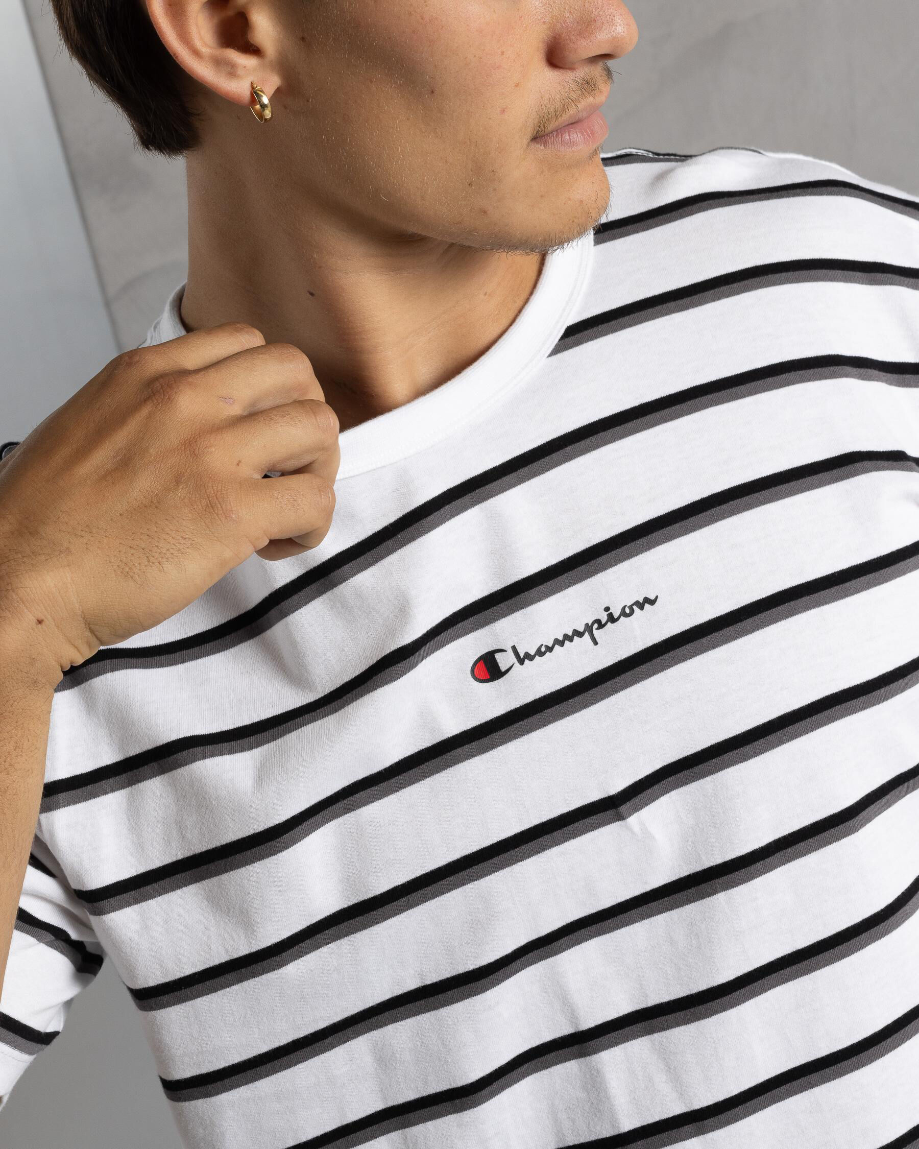 Logo Stripe T-Shirt - White/black/crisp Charcoal slider