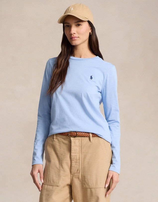Long-Sleeve Jersey Crewneck Tee -ICONIC EXCLUSIVE - Chambray Blue