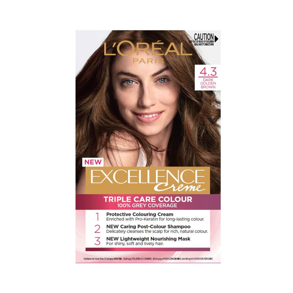 L'Oreal Excellence Creme Hair Colour 4.3 Dark Golden Brown slider