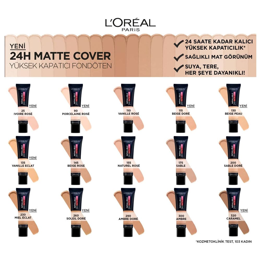 L'Oreal Infallible Matte Cover 24Hr Foundation 110 Rose Vanilla 30ml slider