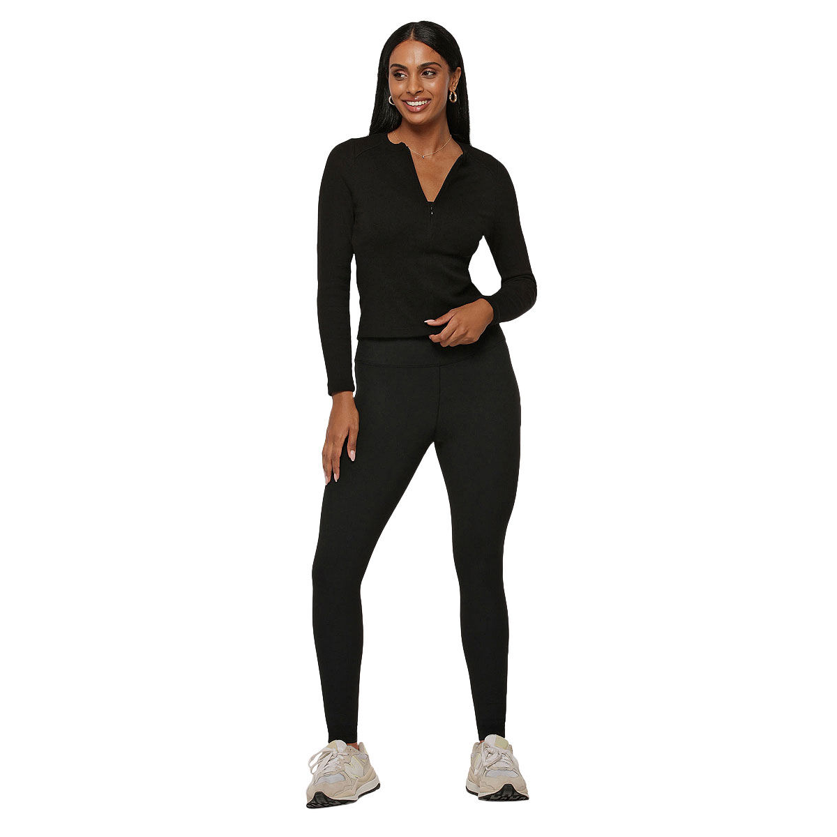 Lorna Jane Womens All Day Lotus Thermal No Chafe Full Length Leggings - Black slider