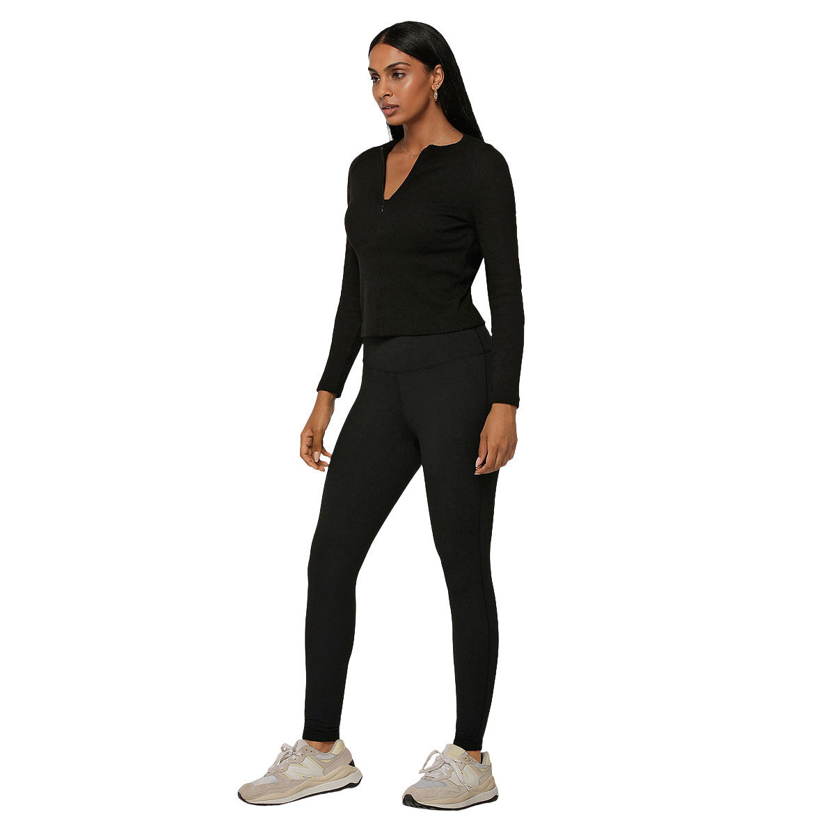 Lorna Jane Womens All Day Lotus Thermal No Chafe Full Length Leggings - Black slider