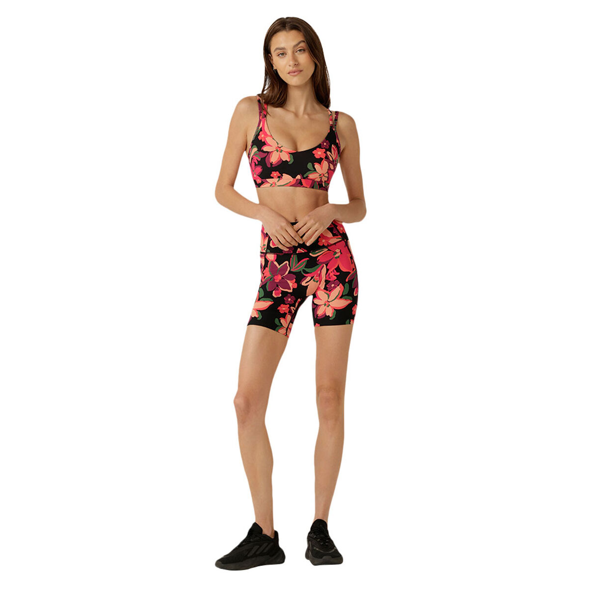 Lorna Jane Womens Floral Escape Hi-Fold Bike Shorts Print XS - Print slider