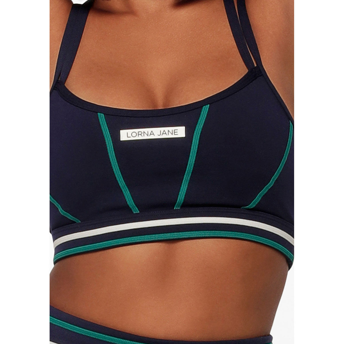 Lorna Jane Womens Home Run Contrast Sports Bra Navy XL - Navy slider