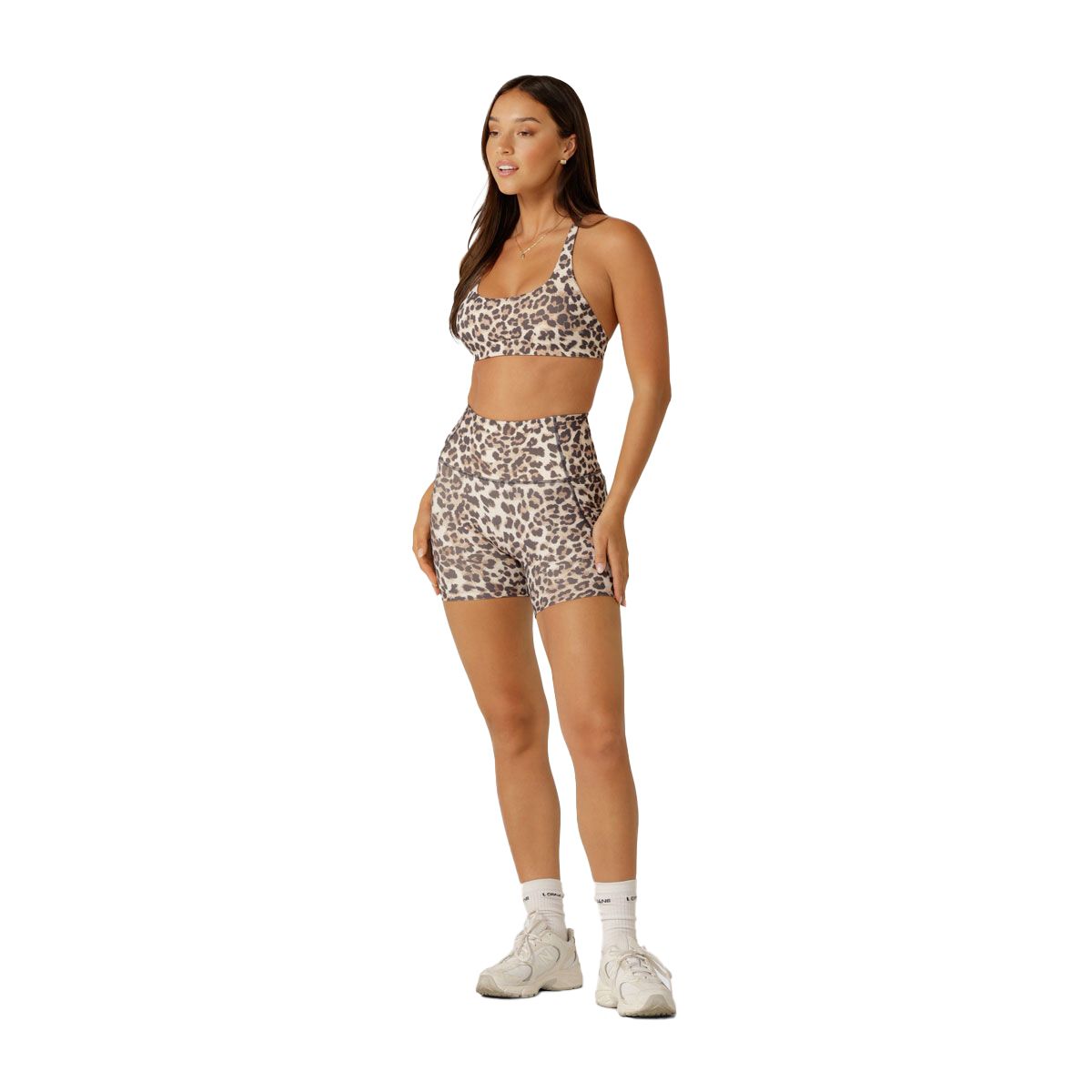 Lorna Jane Womens Wildcat Hi-Fold No Ride Pocket 12cm Bike Shorts - Leopard slider