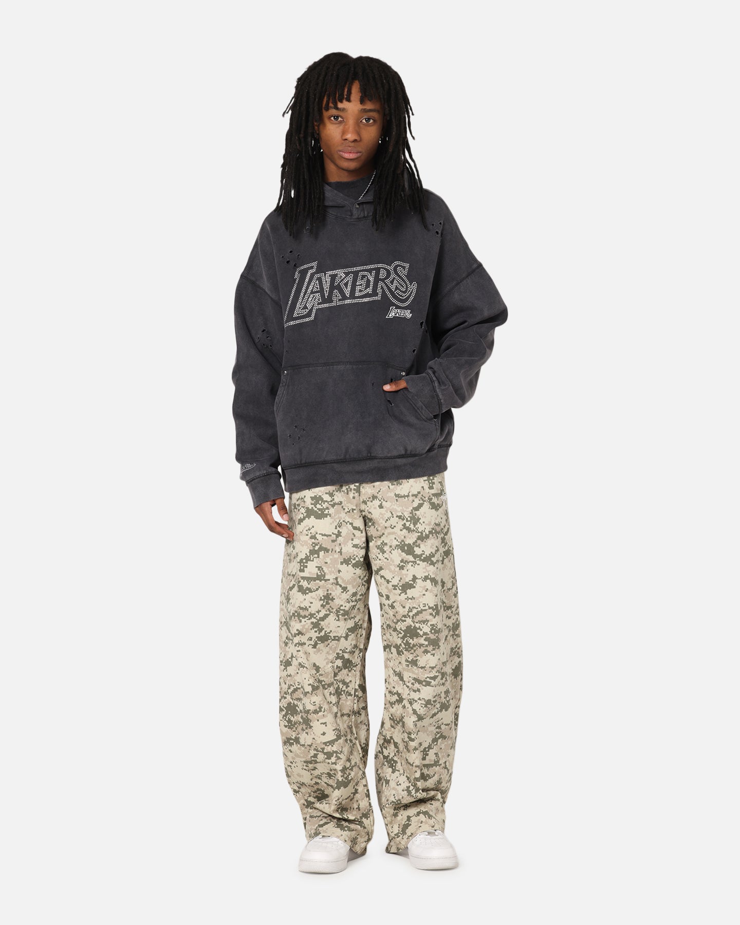 Los Angeles Lakers Distressed Rhinestone Logo Hoodie slider
