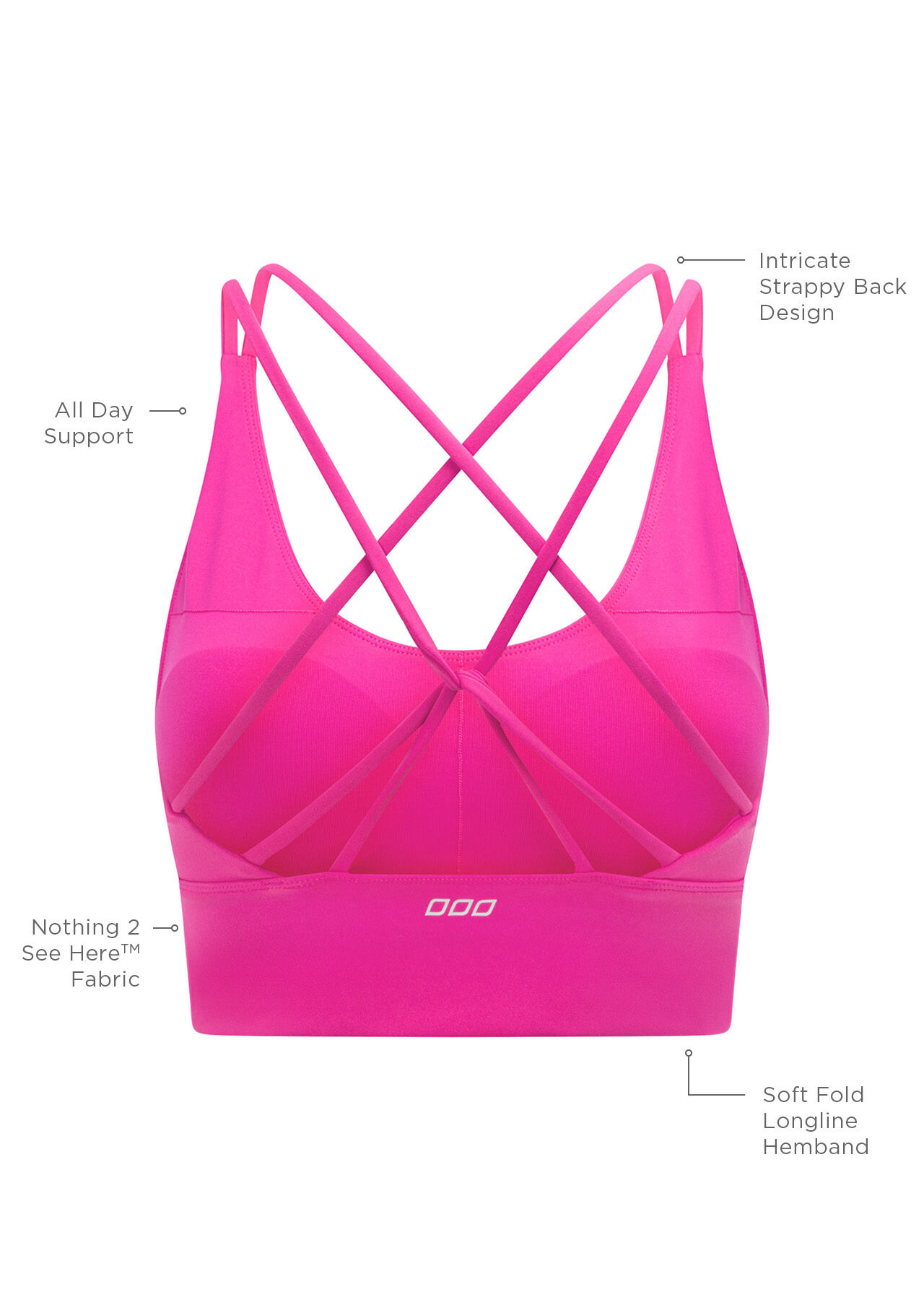 Lotus Longline Sports Bra - Bright Pink slider