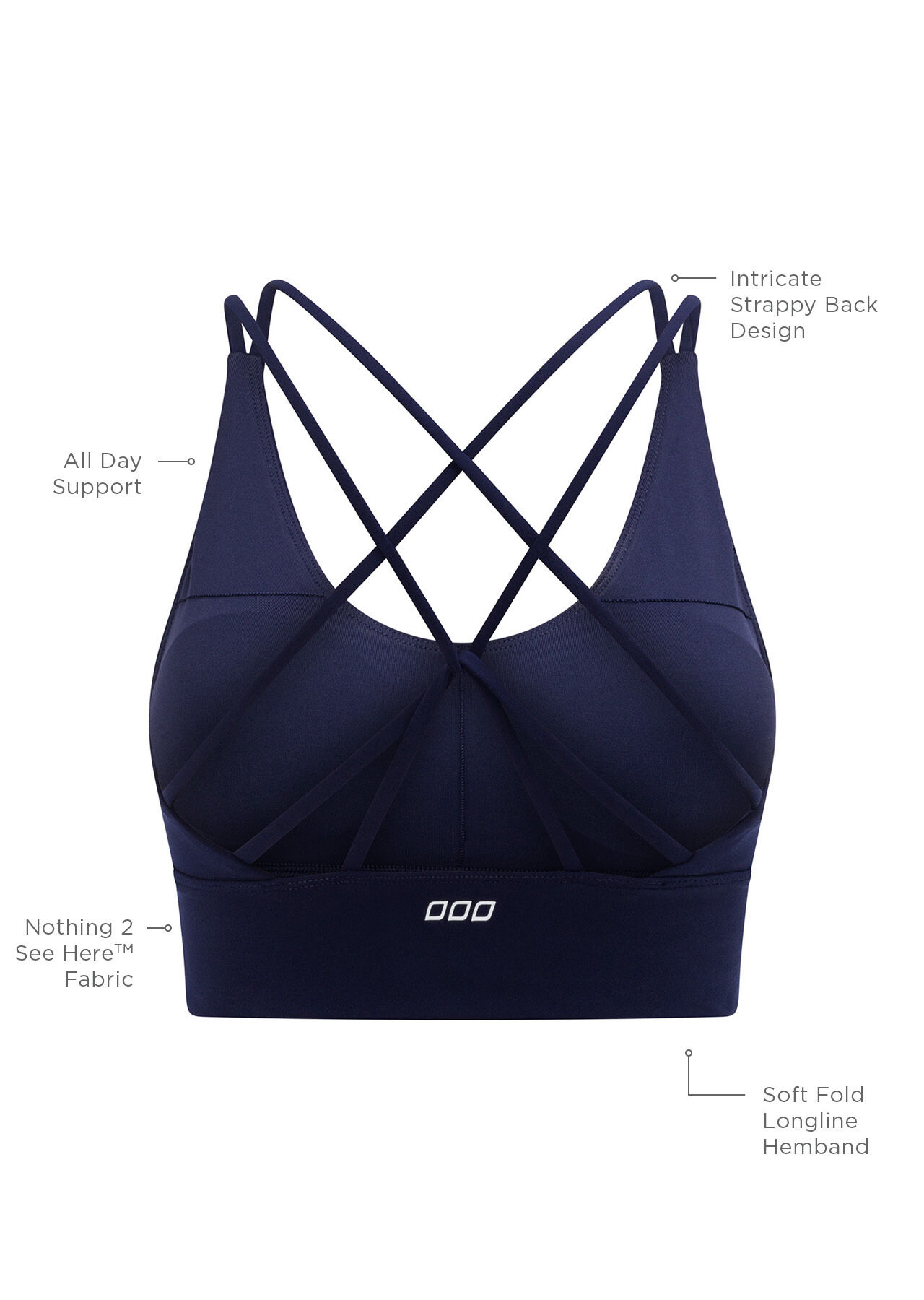 Lotus Longline Sports Bra - French Navy slider