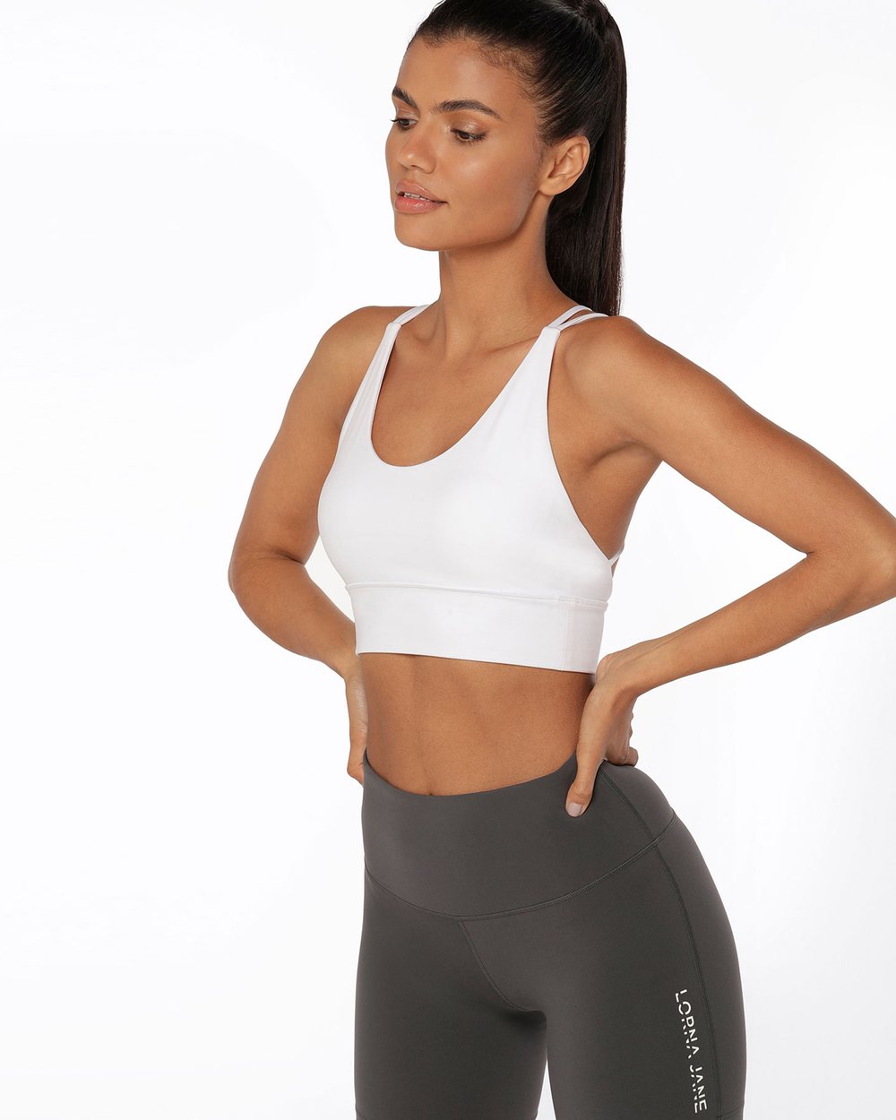 Lotus Longline Sports Bra - White slider