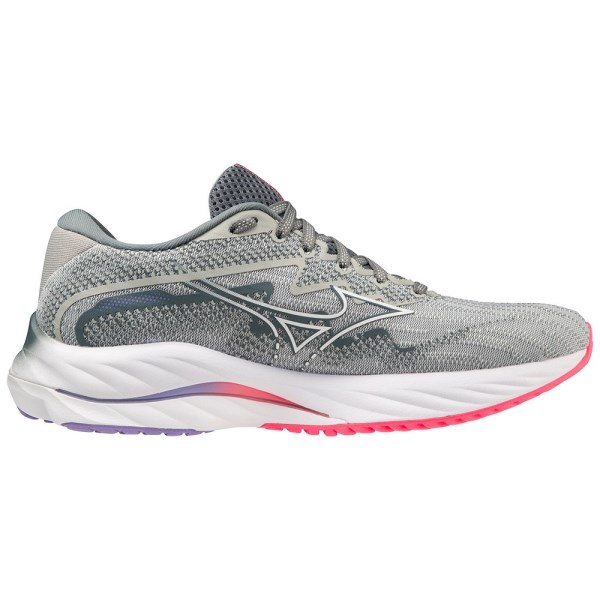 Mizuno Wave Rider 27 - Womens Running Shoes - Pearl Blue/White/High Vis Pink slider