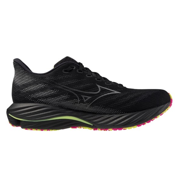 Mizuno Wave Rider 28 Energy In The Dark - Mens Running Shoes - Black/Silver/Sunny Lime slider