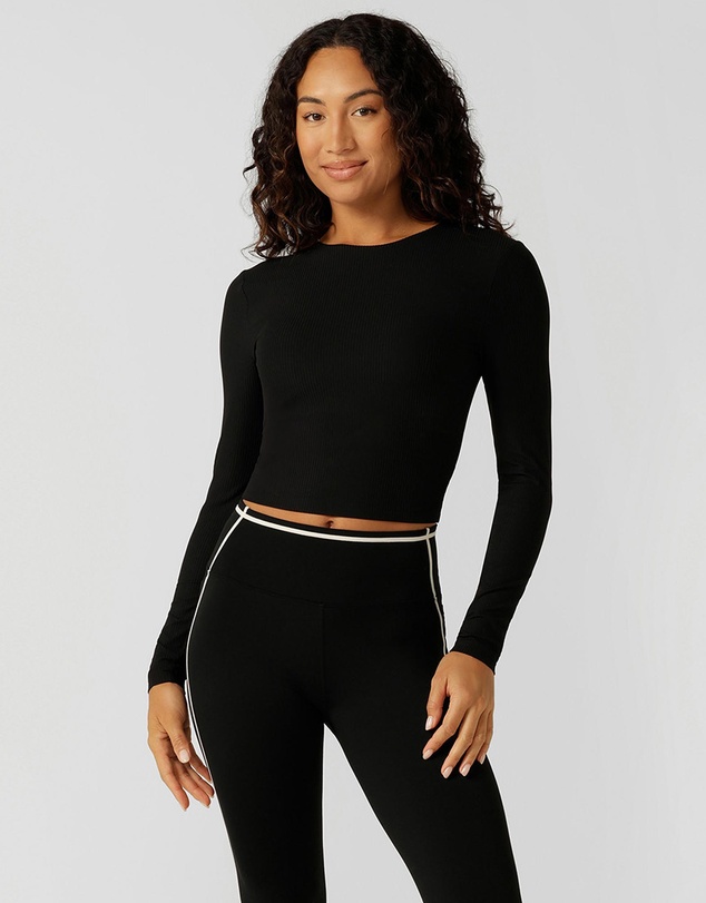 Movement Rib Long Sleeve Top - Black