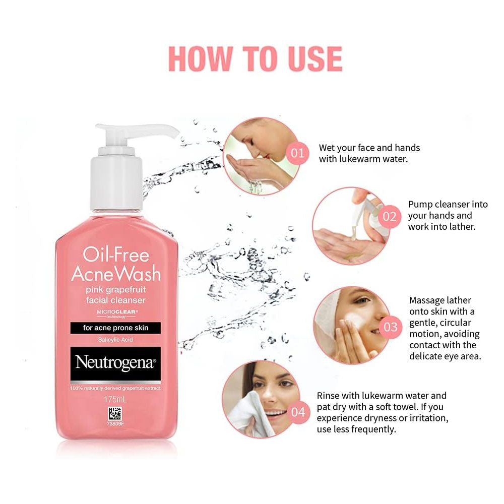 Neutrogena Facial Cleanser Oil Free Acne Wash Pink Grapefruit 175ml slider