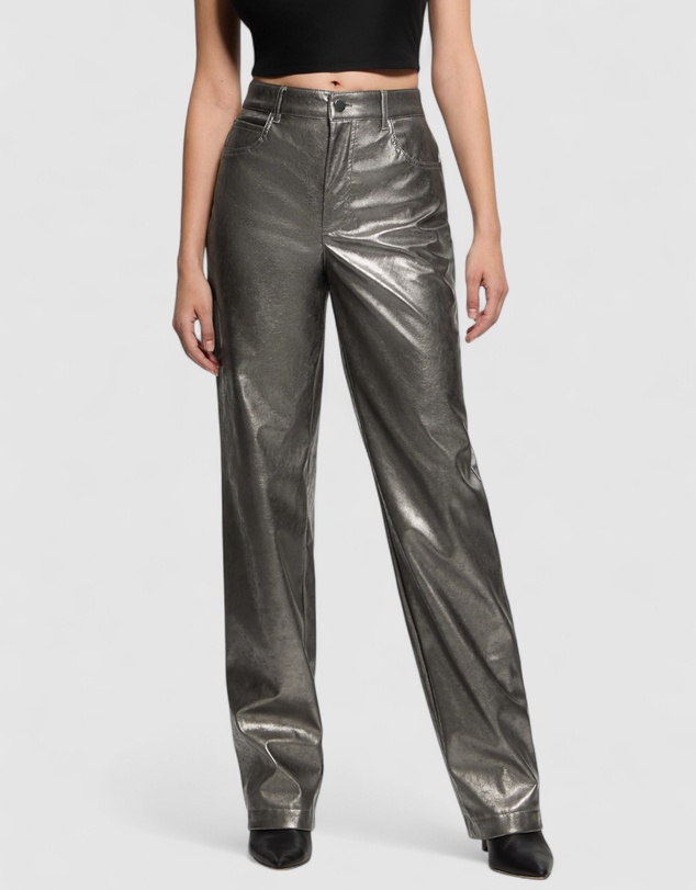 New Ambra Metallic Pants - GUN METAL COATED