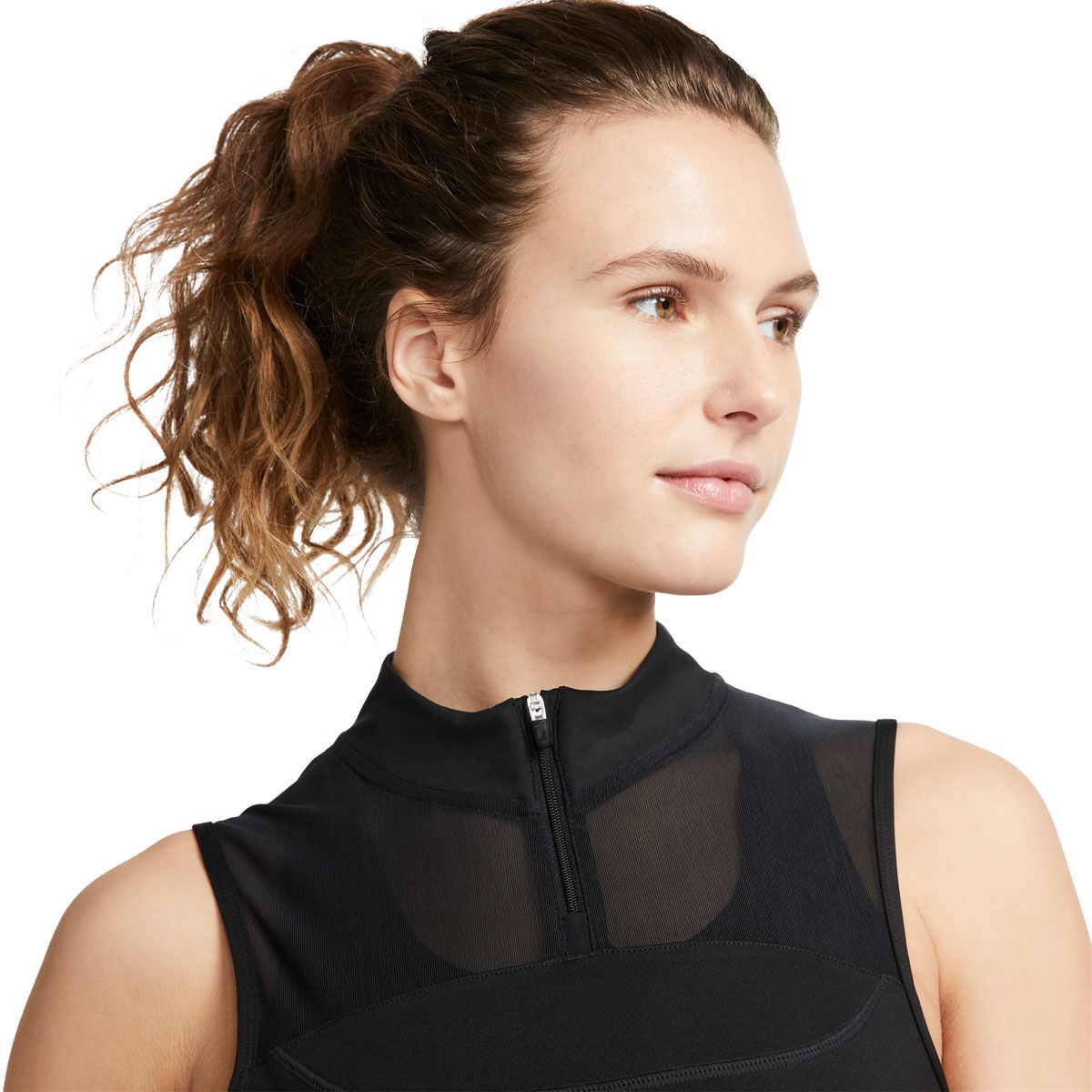 Nike Air Womens Dri-FIT 1/4 Zip Running Crop Top - Black slider