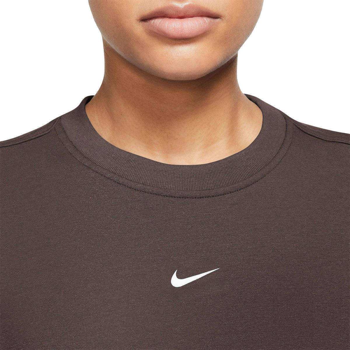 Nike One Womens Dri-FIT French Terry Crew Sweatshirt - White slider