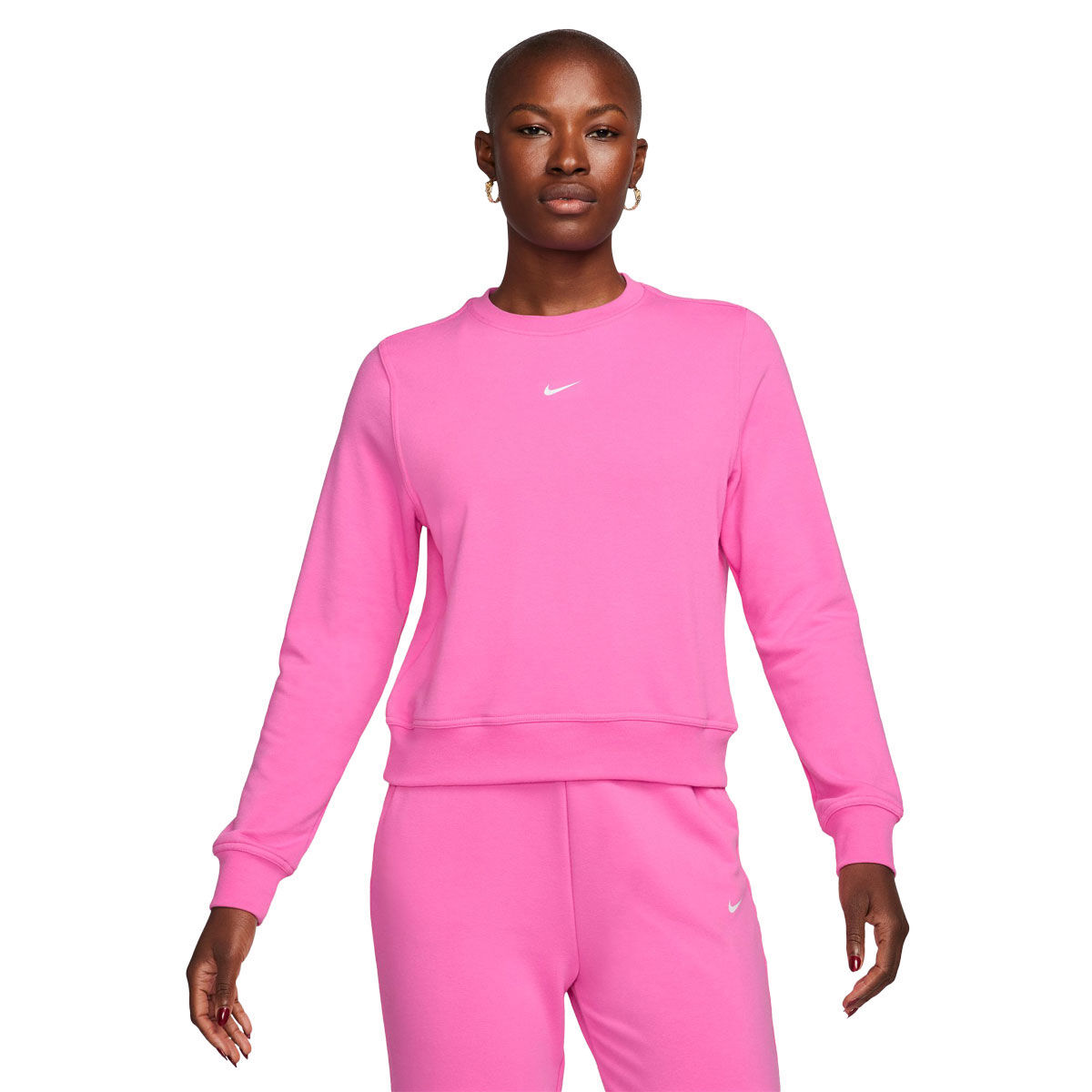 Nike One Womens Dri-FIT French Terry Crew Sweatshirt - White slider