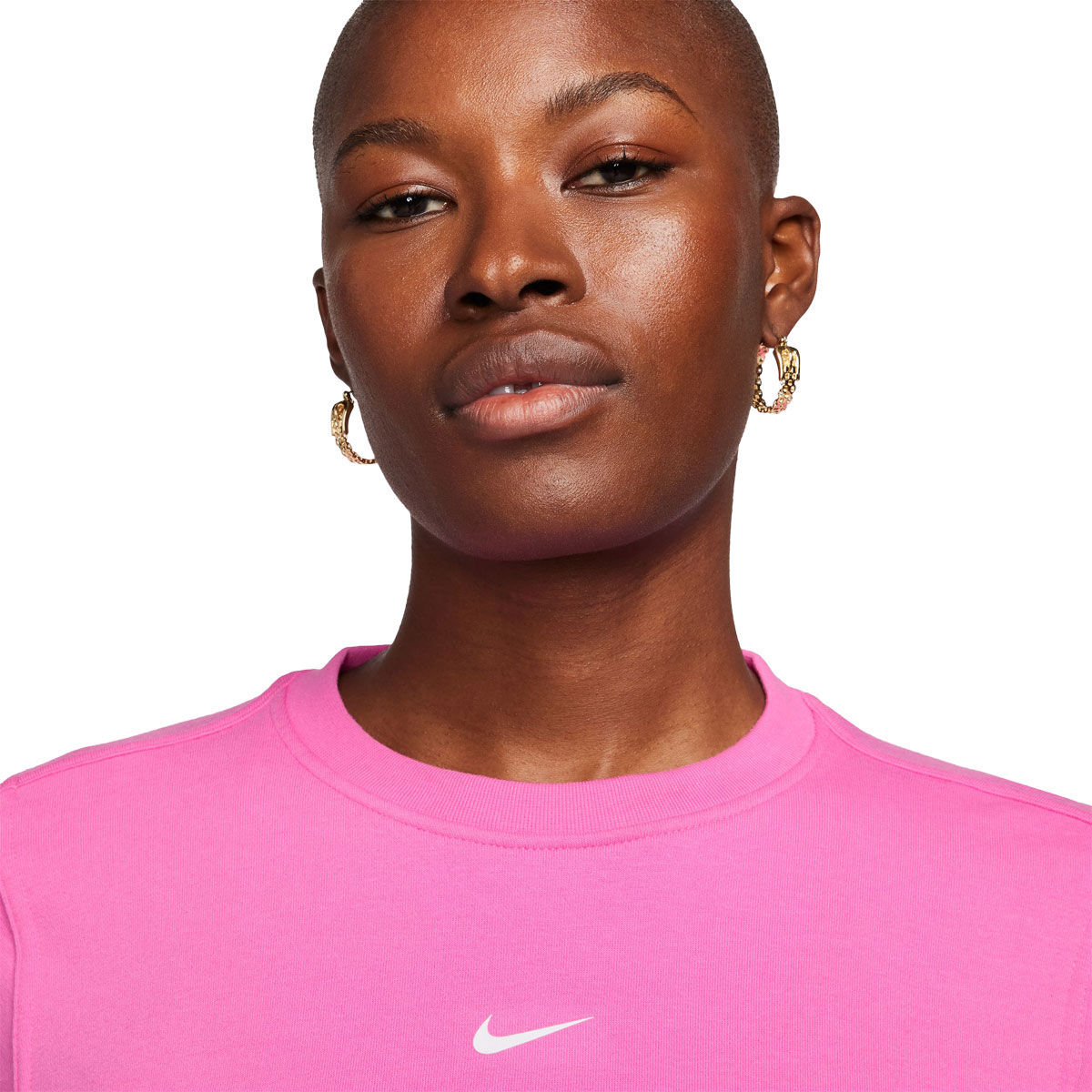 Nike One Womens Dri-FIT French Terry Crew Sweatshirt - White slider