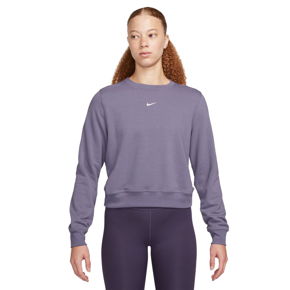 Nike One Womens Dri-FIT French Terry Crew Sweatshirt - White slider