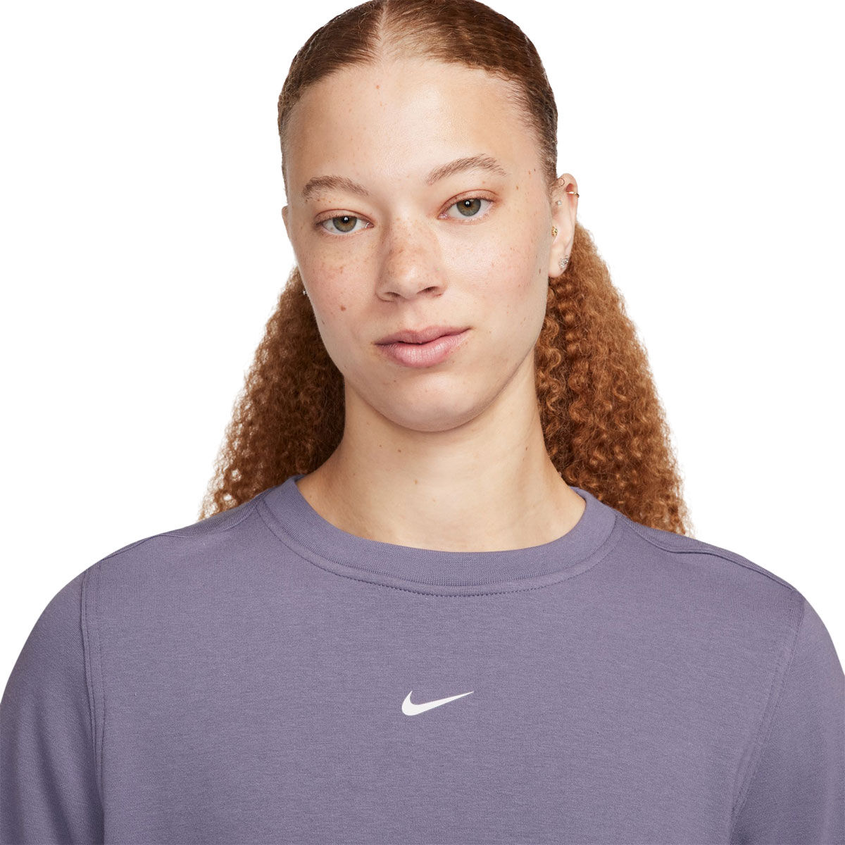 Nike One Womens Dri-FIT French Terry Crew Sweatshirt - White slider