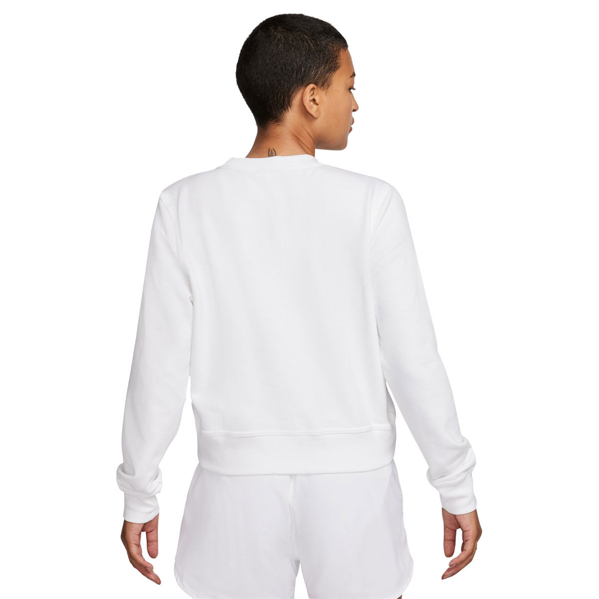 Nike One Womens Dri-FIT French Terry Crew Sweatshirt - White slider