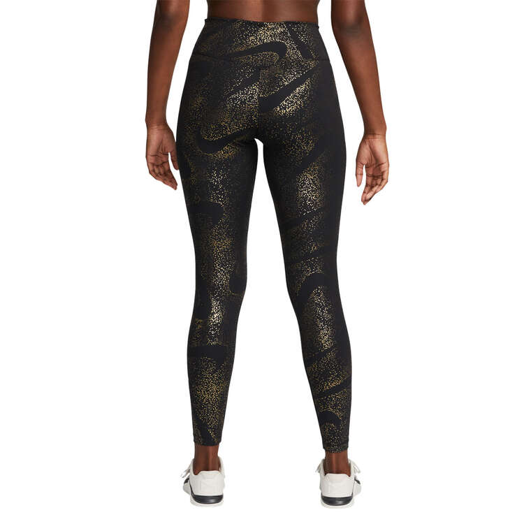 Nike One Womens Dri-FIT Mid Rise Printed Tights Black S - Black slider