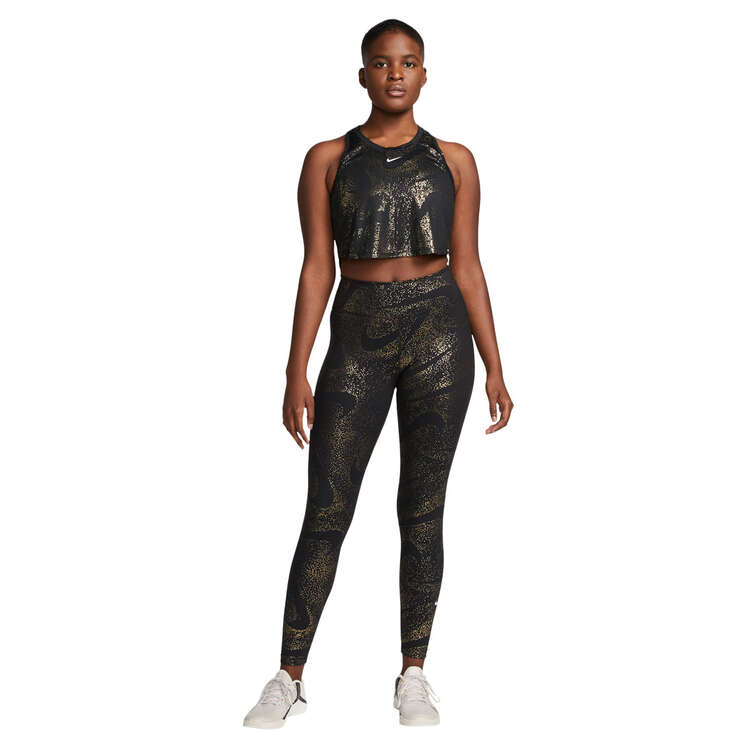 Nike One Womens Dri-FIT Mid Rise Printed Tights Black S - Black slider